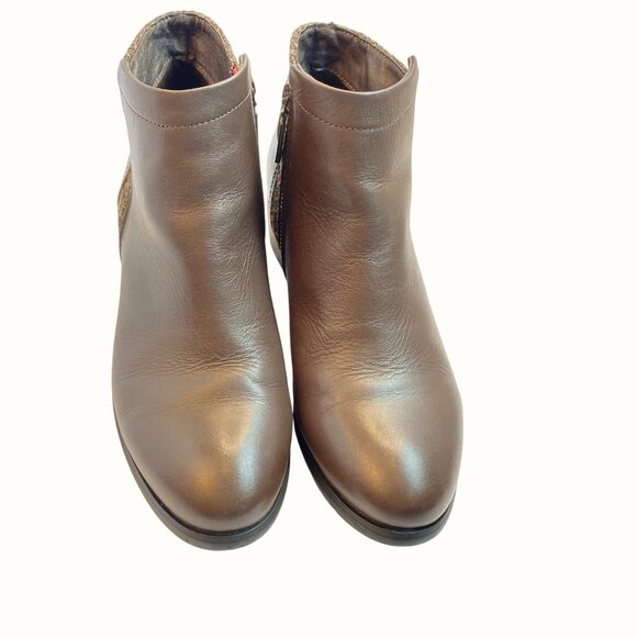 Propet Taneka Womens Leather & Tweed Booties Size 9 Brown With Side Zip - Picture 4 of 9